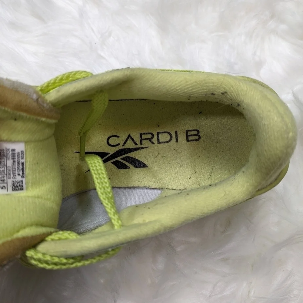 Reebok X Cardi B Club C Chunky Platform Sneakers in High‎ Vis Green Size 36.5